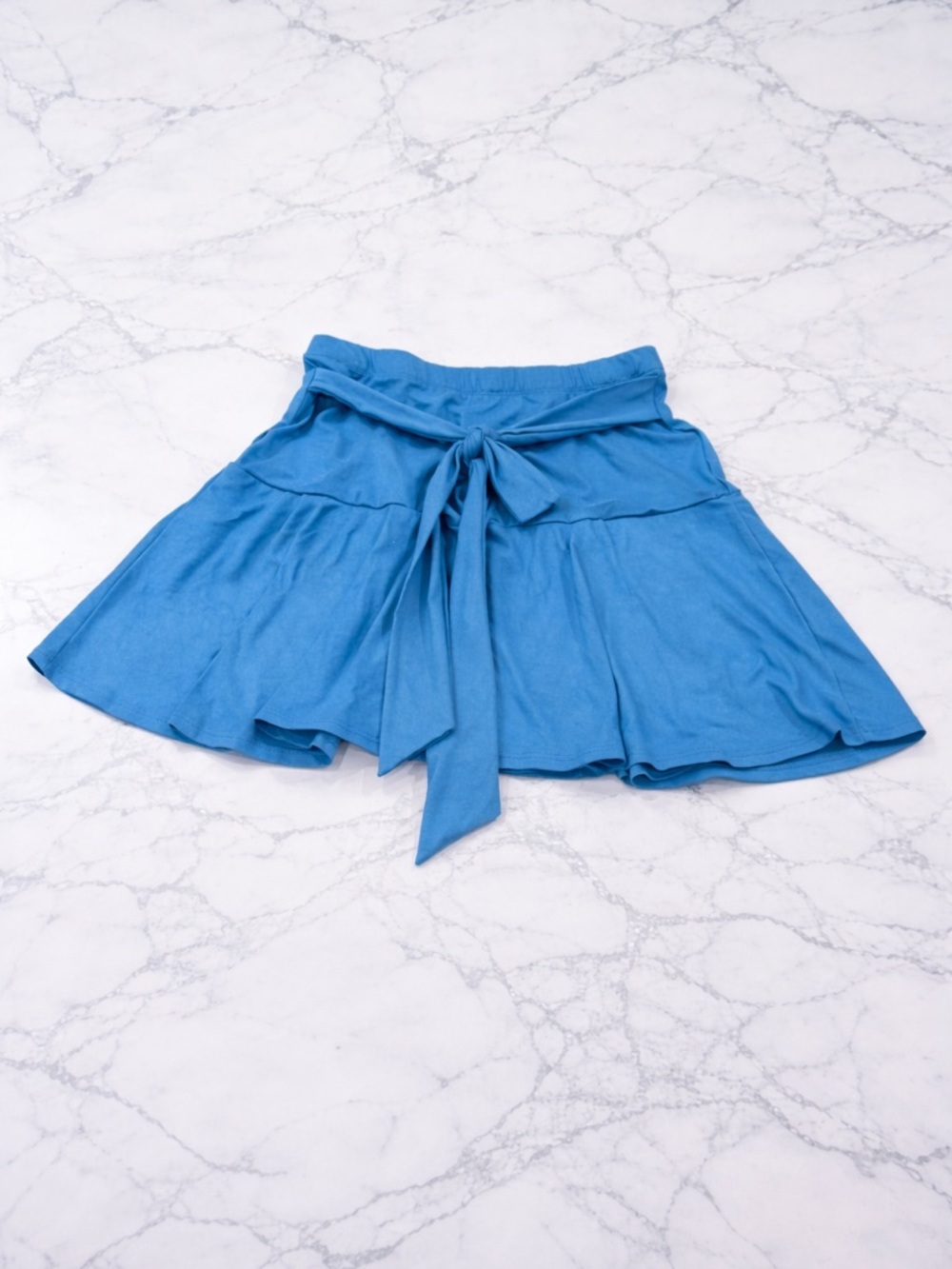 White Birch Blue Skort Size Small Tie Waist Flowy Athletic Style